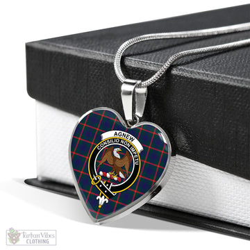 Agnew Modern Tartan Heart Necklace with Family Crest