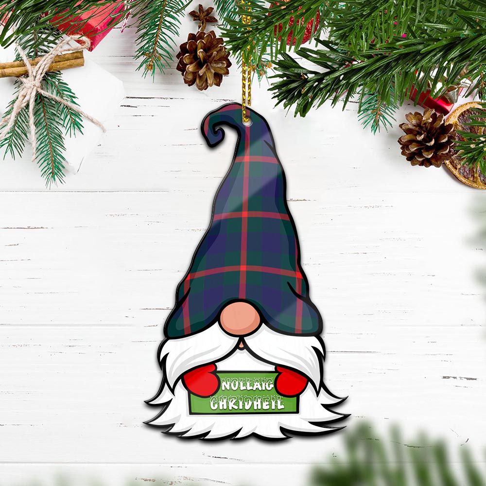 Agnew Modern Gnome Christmas Ornament with His Tartan Christmas Hat Wood Ornament - Tartanvibesclothing