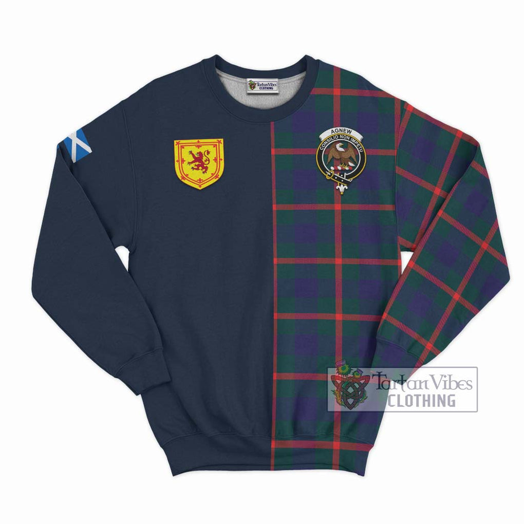 Tartan Vibes Clothing Agnew Modern Tartan Sweatshirt with Scottish Lion Royal Arm Half Style
