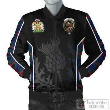 Agnew Modern Tartan Bomber Jacket with Family Crest and Scottish Thistle Vibes Sport Style