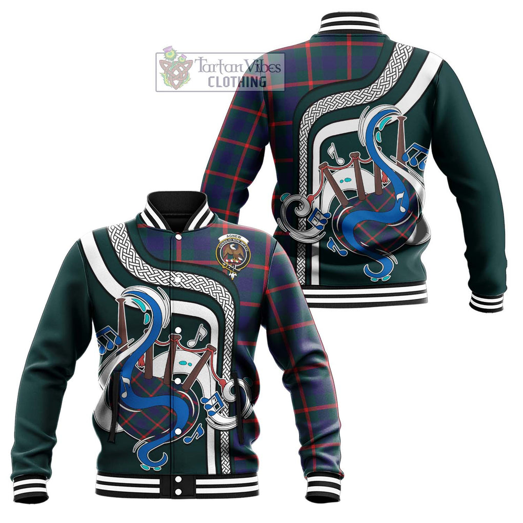 Tartan Vibes Clothing Agnew Modern Tartan Baseball Jacket with Epic Bagpipe Style