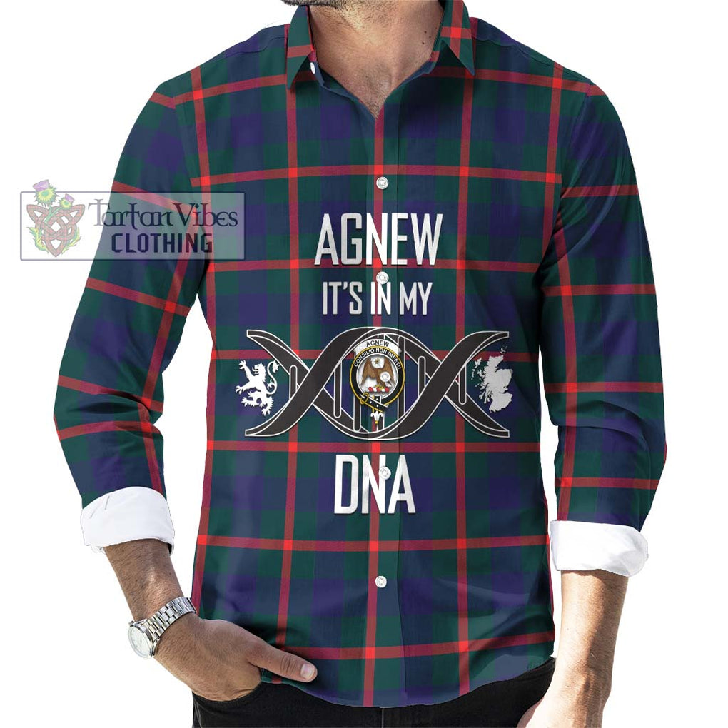 Agnew Tartan Long Sleeve Button Shirt with Family Crest DNA In Me Style Men's Shirt S - Tartanvibesclothing Shop