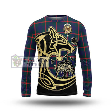 Agnew Tartan Long Sleeve T-Shirt with Family Crest Celtic Wolf Style Unisex - Tartan Vibes Clothing