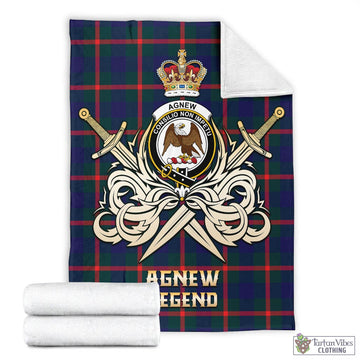 Agnew Modern Tartan Blanket with Clan Crest and the Golden Sword of Courageous Legacy