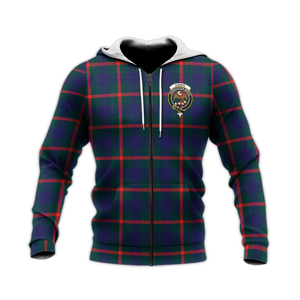 Agnew Modern Tartan Knitted Hoodie with Family Crest Unisex Knitted Zip Hoodie - Tartanvibesclothing