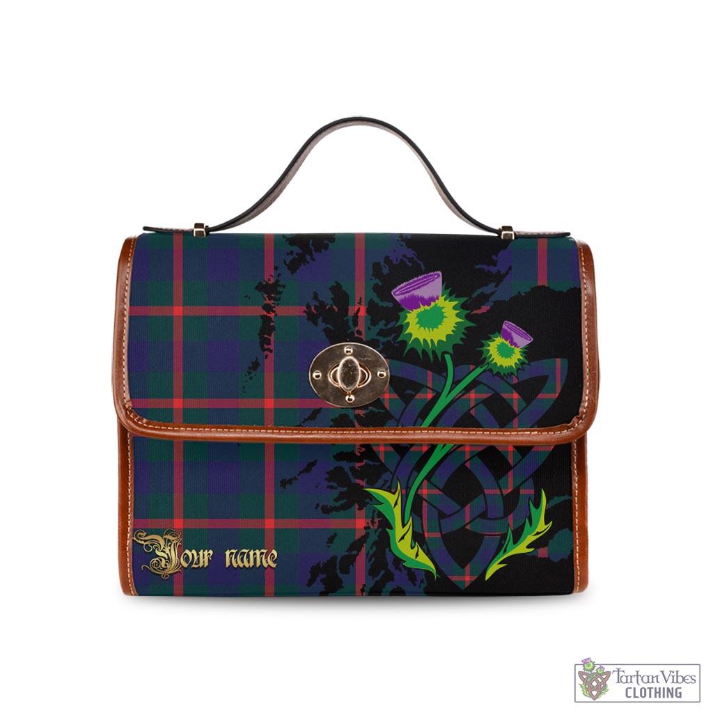 Tartan Vibes Clothing Agnew Modern Tartan Waterproof Canvas Bag with Scotland Map and Thistle Celtic Accents