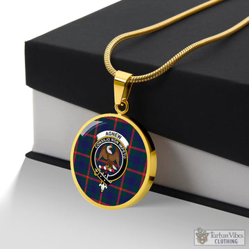 Agnew Modern Tartan Circle Necklace with Family Crest