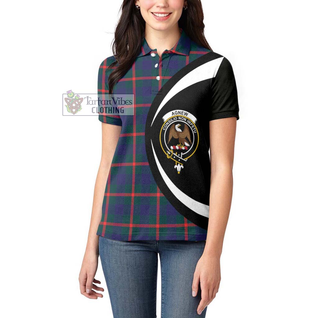 Agnew Tartan Women's Polo Shirt with Family Crest Circle Style - Tartan Vibes Clothing