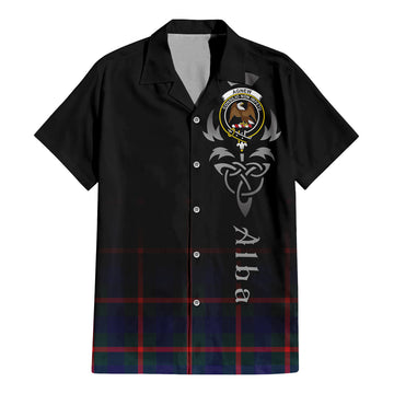 Agnew Modern Tartan Short Sleeve Button Up Featuring Alba Gu Brath Family Crest Celtic Inspired