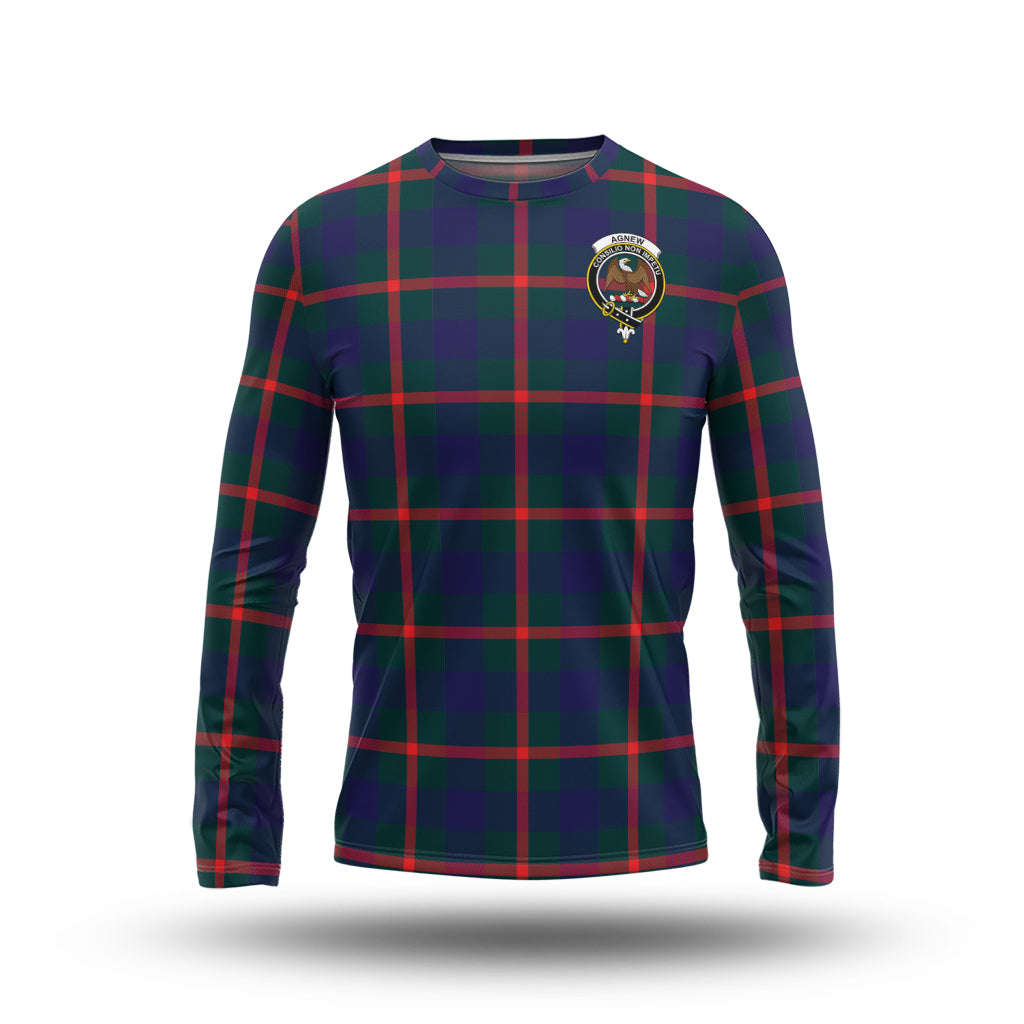Agnew Modern Tartan Long Sleeve T-Shirt with Family Crest - Tartanvibesclothing