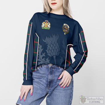 Agnew Modern Tartan Sweatshirt with Family Crest and Scottish Thistle Vibes Sport Style