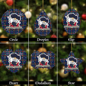 Agnew Modern Tartan Christmas Ornaments with Scottish Gnome Playing Bagpipes