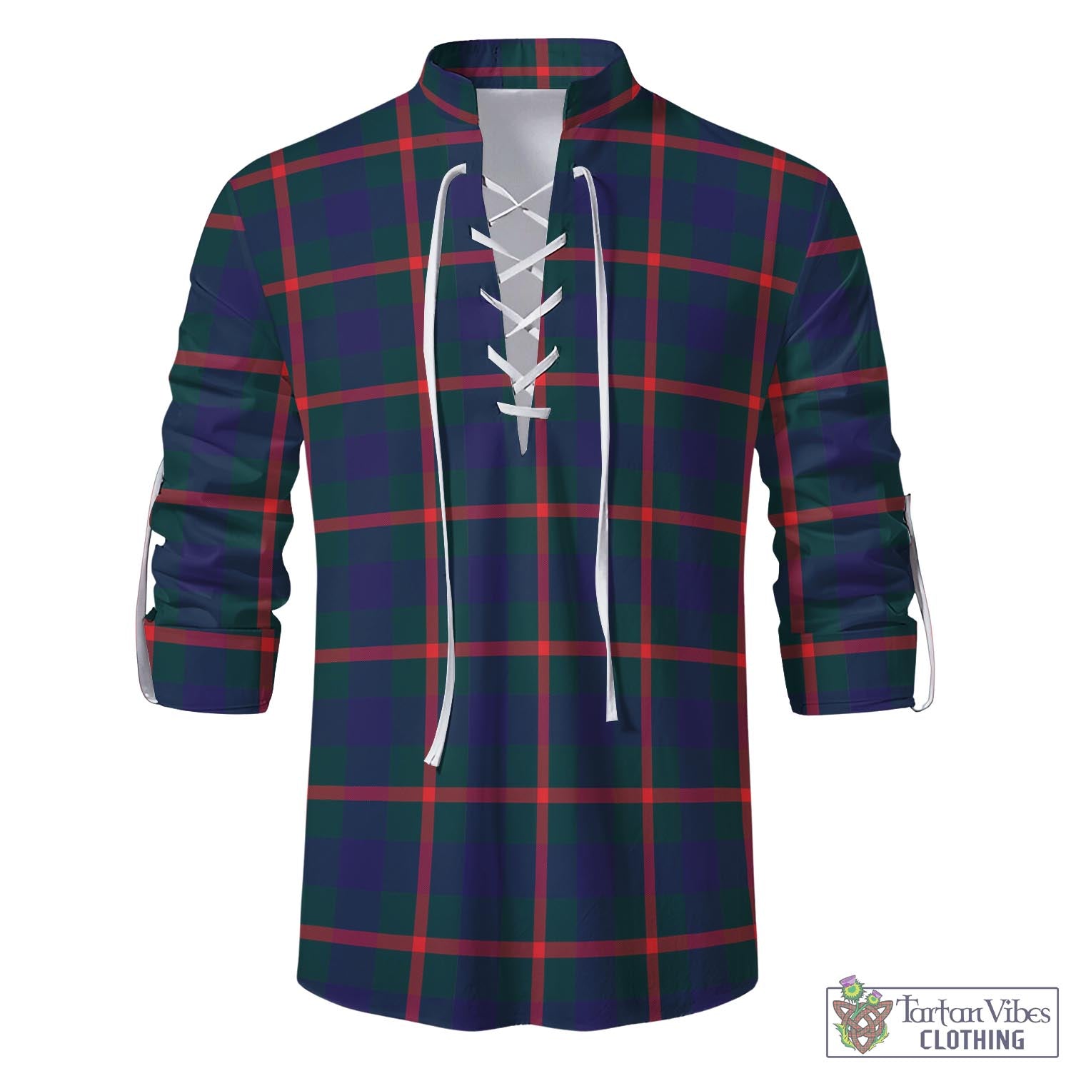Tartan Vibes Clothing Agnew Modern Tartan Men's Scottish Traditional Jacobite Ghillie Kilt Shirt