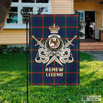 Agnew Modern Tartan Flag with Clan Crest and the Golden Sword of Courageous Legacy