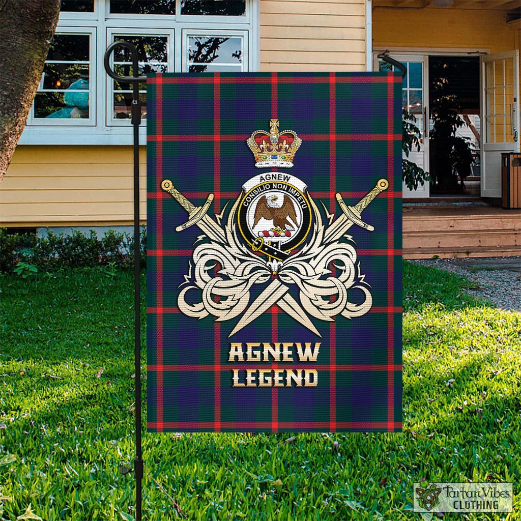 Tartan Vibes Clothing Agnew Modern Tartan Flag with Clan Crest and the Golden Sword of Courageous Legacy