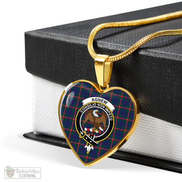 Agnew Modern Tartan Heart Necklace with Family Crest