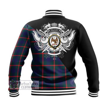 Agnew Tartan Baseball Jacket with Family Crest and Military Logo Style - Tartanvibesclothing Shop