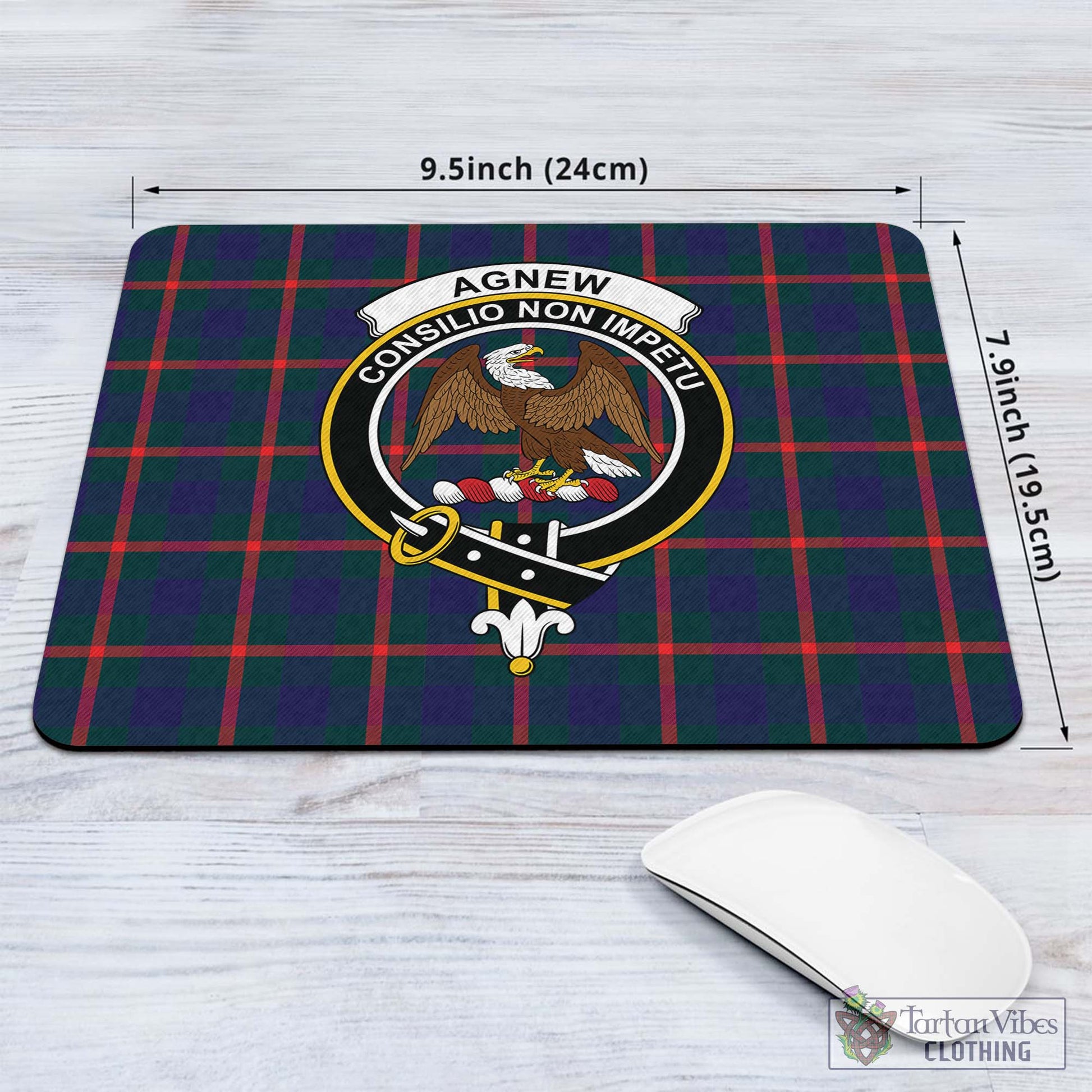 Tartan Vibes Clothing Agnew Modern Tartan Mouse Pad with Family Crest