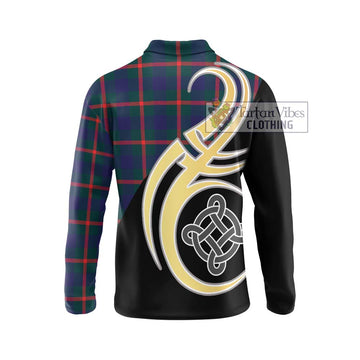 Agnew Tartan Long Sleeve Polo Shirt with Family Crest and Celtic Symbol Style - Tartan Vibes Clothing