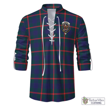 Agnew Modern Tartan Men's Scottish Traditional Jacobite Ghillie Kilt Shirt with Family Crest