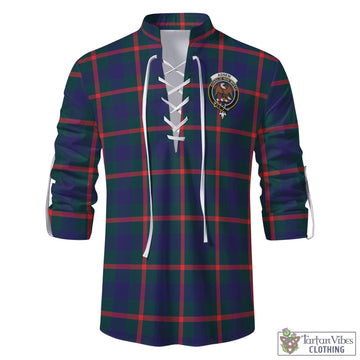 Agnew Tartan Men's Scottish Traditional Jacobite Ghillie Kilt Shirt with Family Crest