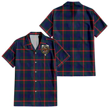 Agnew Modern Tartan Short Sleeve Button Down Shirt with Family Crest