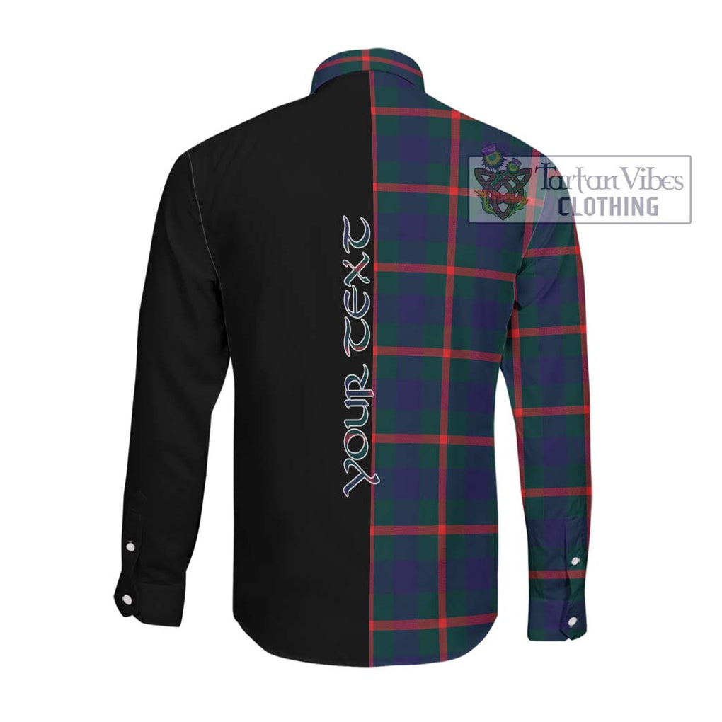 Agnew Tartan Long Sleeve Button Shirt with Family Crest and Half Of Me Style Men's Shirt - Tartanvibesclothing Shop