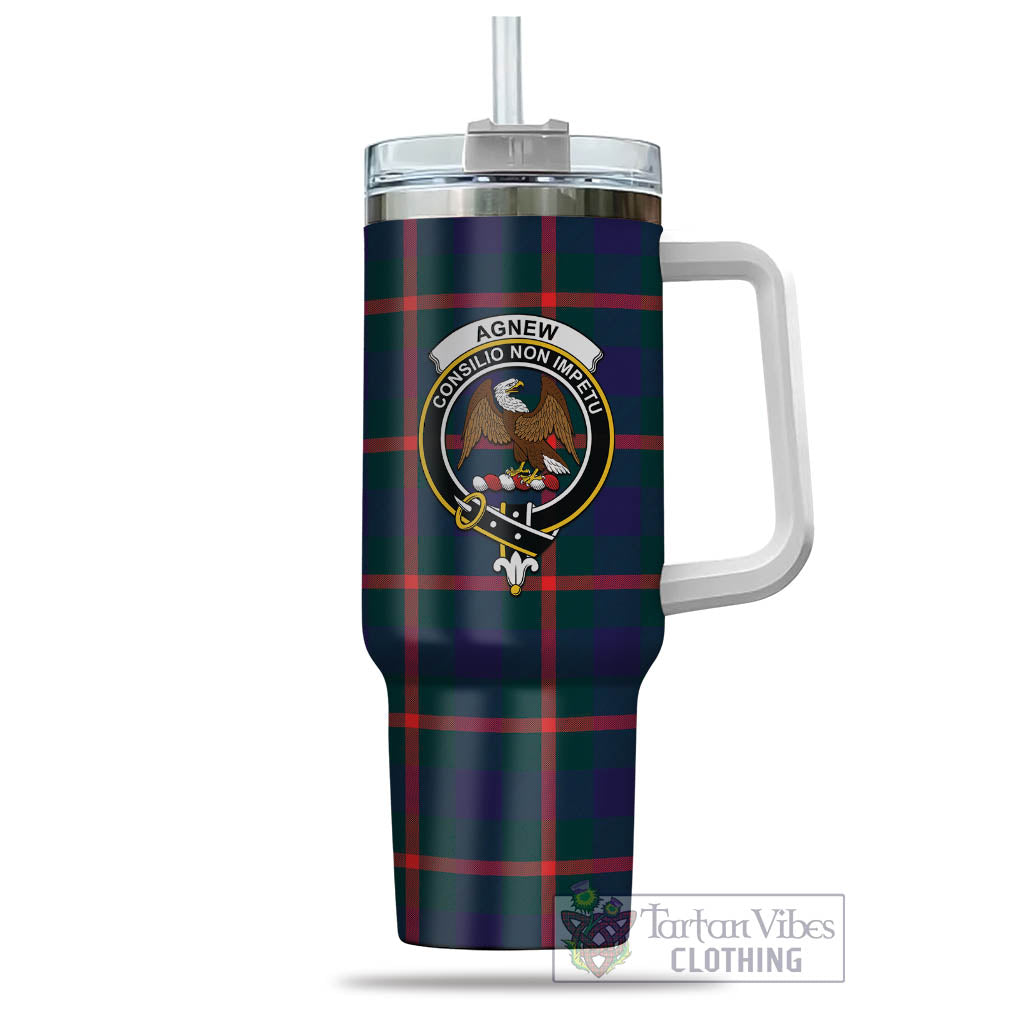 Tartan Vibes Clothing Agnew Modern Tartan and Family Crest Tumbler with Handle