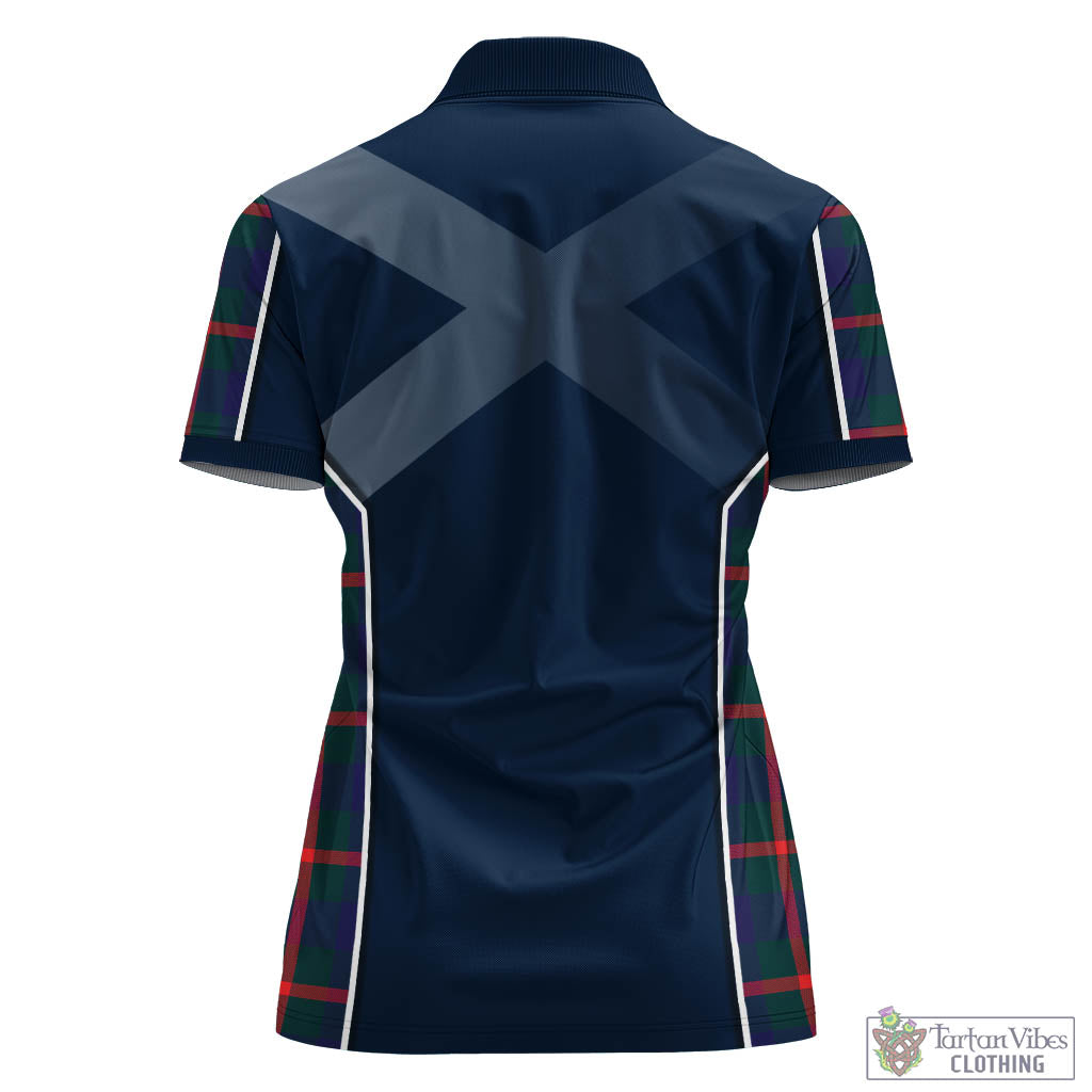 Tartan Vibes Clothing Agnew Modern Tartan Women's Polo Shirt with Family Crest and Lion Rampant Vibes Sport Style