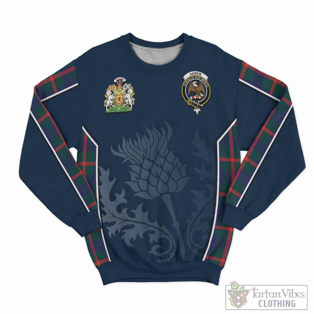 Tartan Vibes Clothing Agnew Modern Tartan Sweatshirt with Family Crest and Scottish Thistle Vibes Sport Style