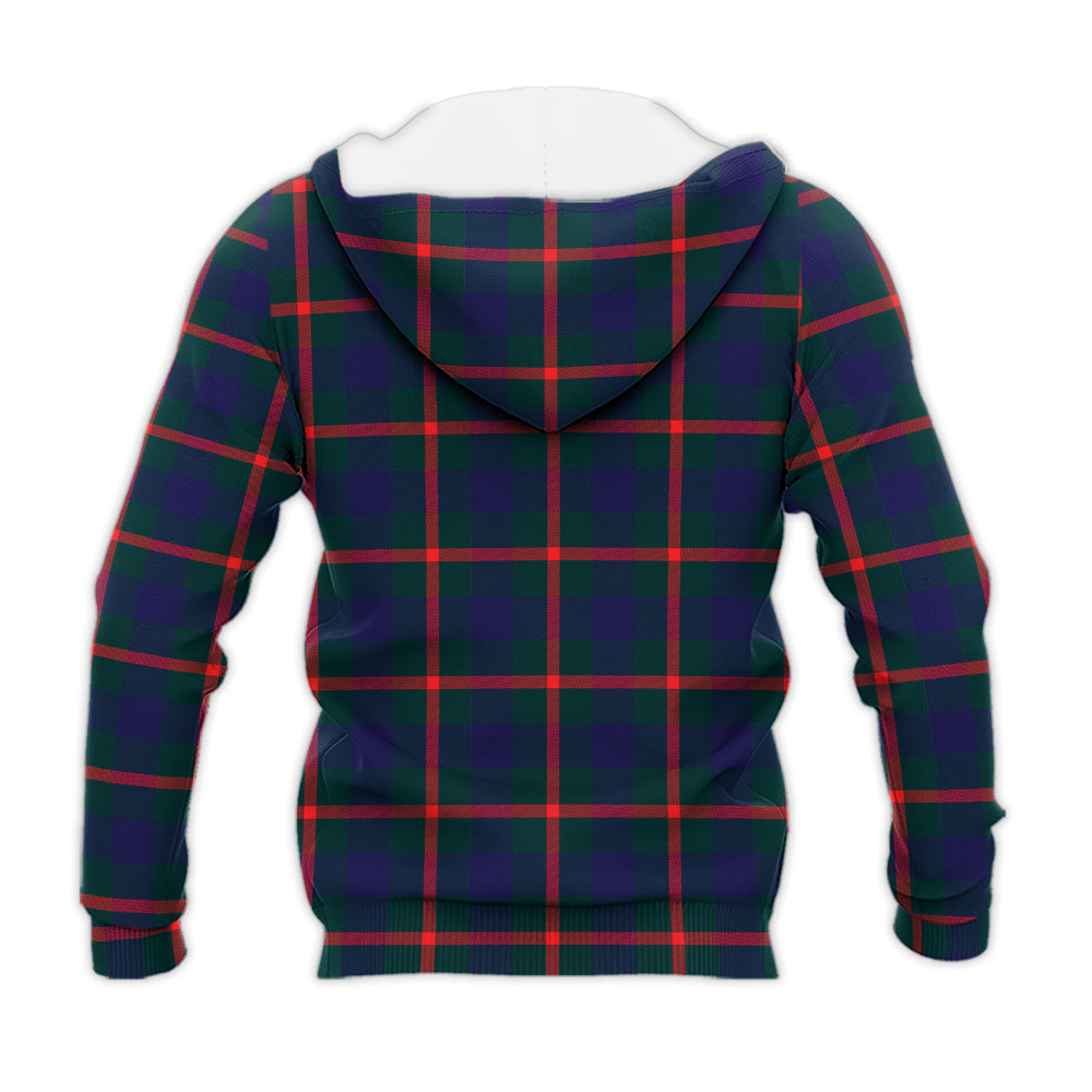 Agnew Modern Tartan Knitted Hoodie with Family Crest - Tartanvibesclothing