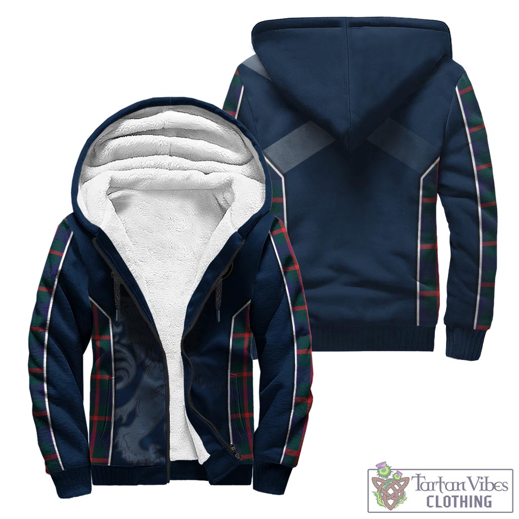 Tartan Vibes Clothing Agnew Modern Tartan Sherpa Hoodie with Family Crest and Lion Rampant Vibes Sport Style