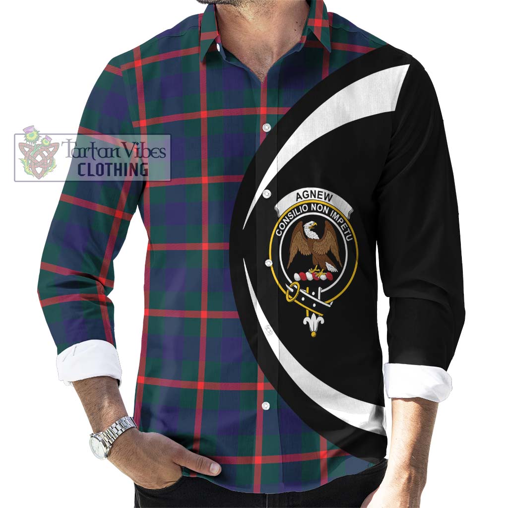 Agnew Tartan Long Sleeve Button Up with Family Crest Circle Style - Tartan Vibes Clothing