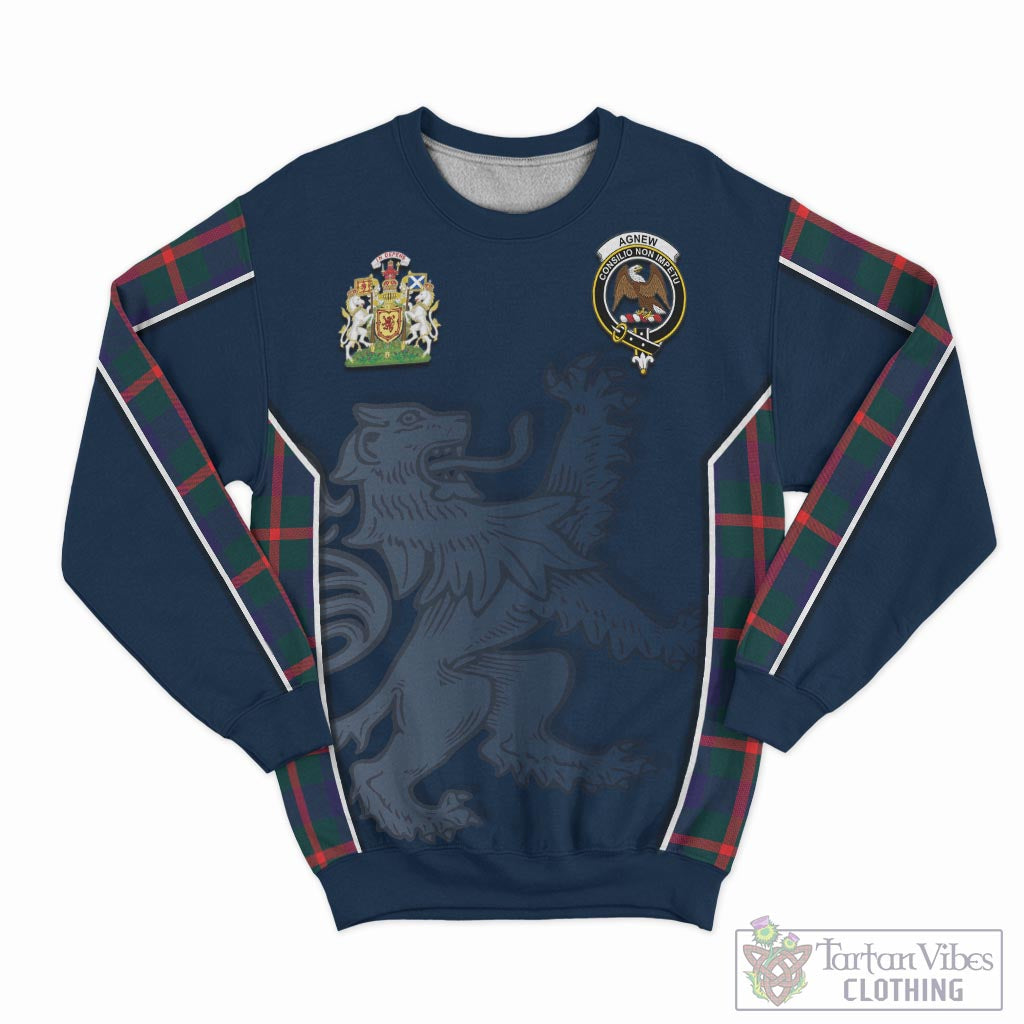 Tartan Vibes Clothing Agnew Modern Tartan Sweater with Family Crest and Lion Rampant Vibes Sport Style