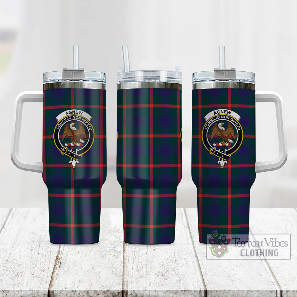 Tartan Vibes Clothing Agnew Modern Tartan and Family Crest Tumbler with Handle