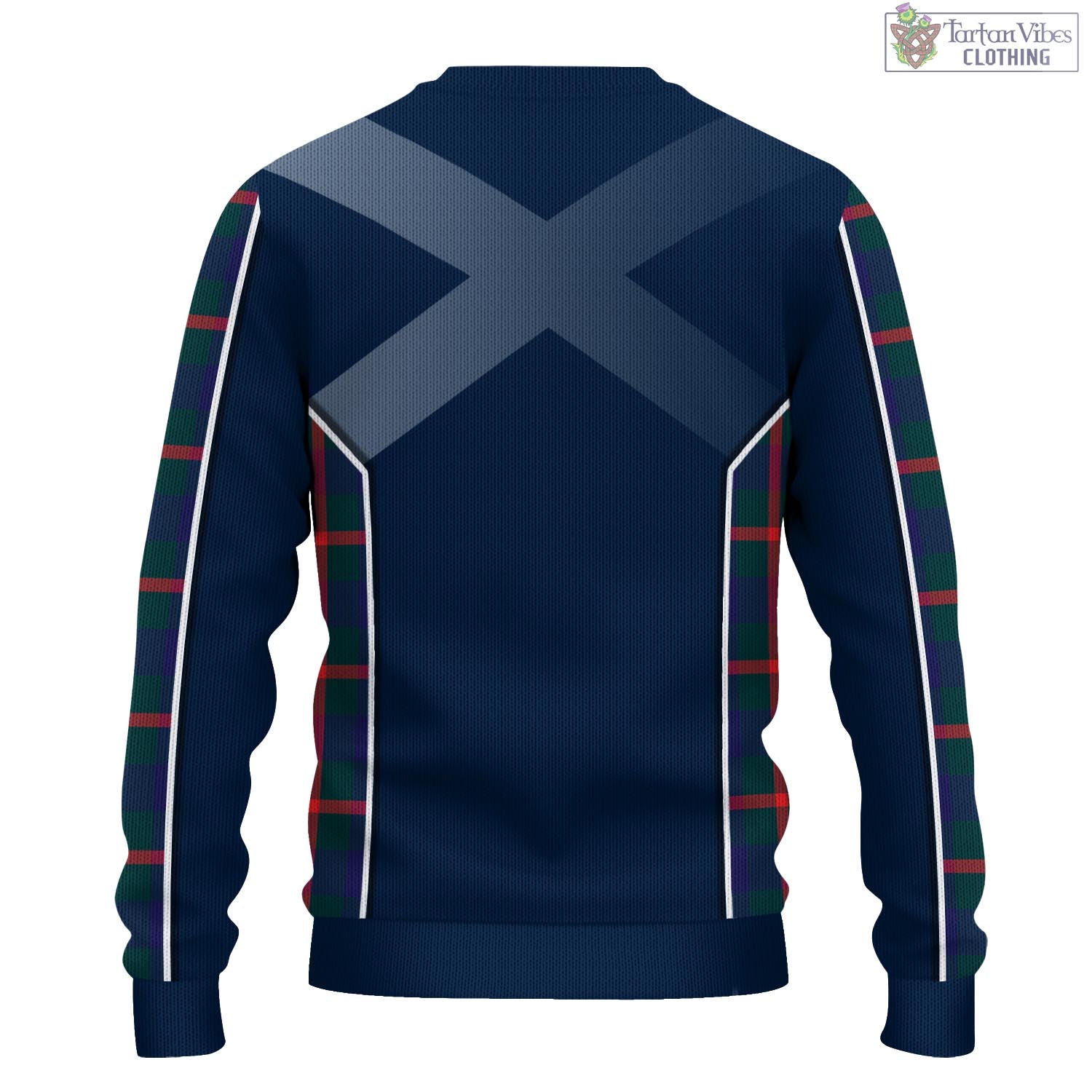 Tartan Vibes Clothing Agnew Modern Tartan Knitted Sweatshirt with Family Crest and Scottish Thistle Vibes Sport Style