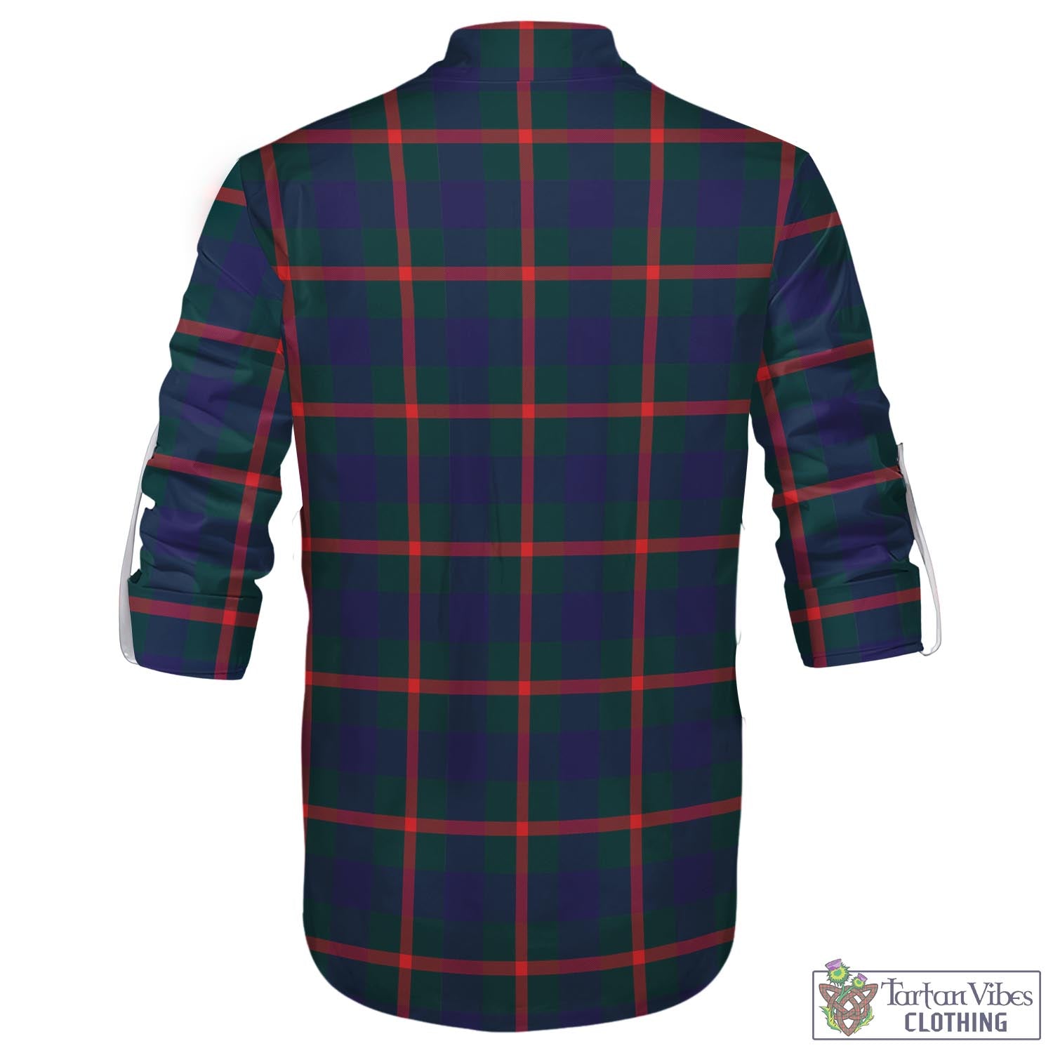 Tartan Vibes Clothing Agnew Modern Tartan Men's Scottish Traditional Jacobite Ghillie Kilt Shirt with Family Crest