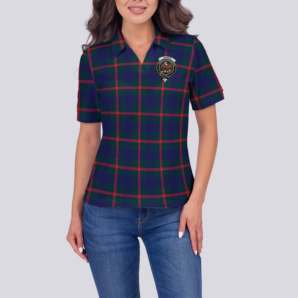 Agnew Modern Tartan Polo Shirt with Family Crest For Women - Tartanvibesclothing