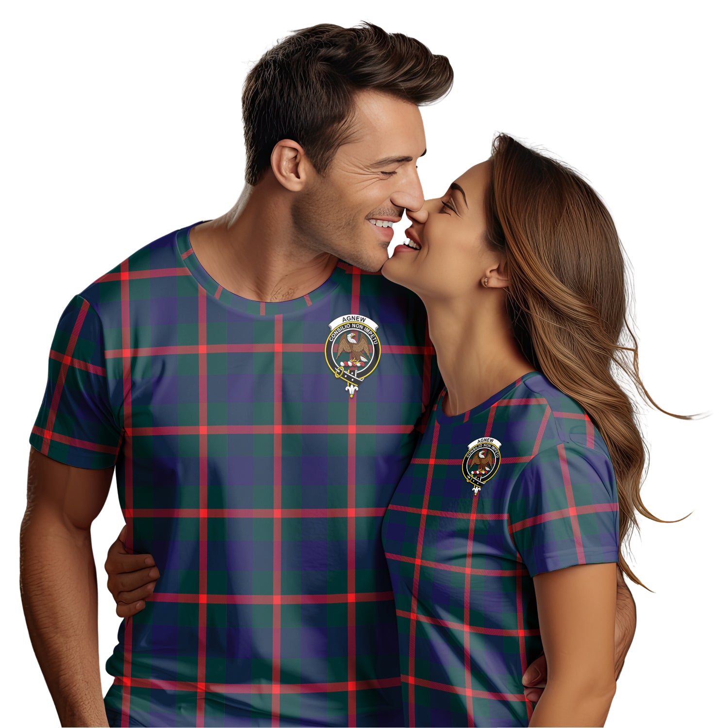 Agnew Modern Tartan T-Shirt with Family Crest - Tartanvibesclothing