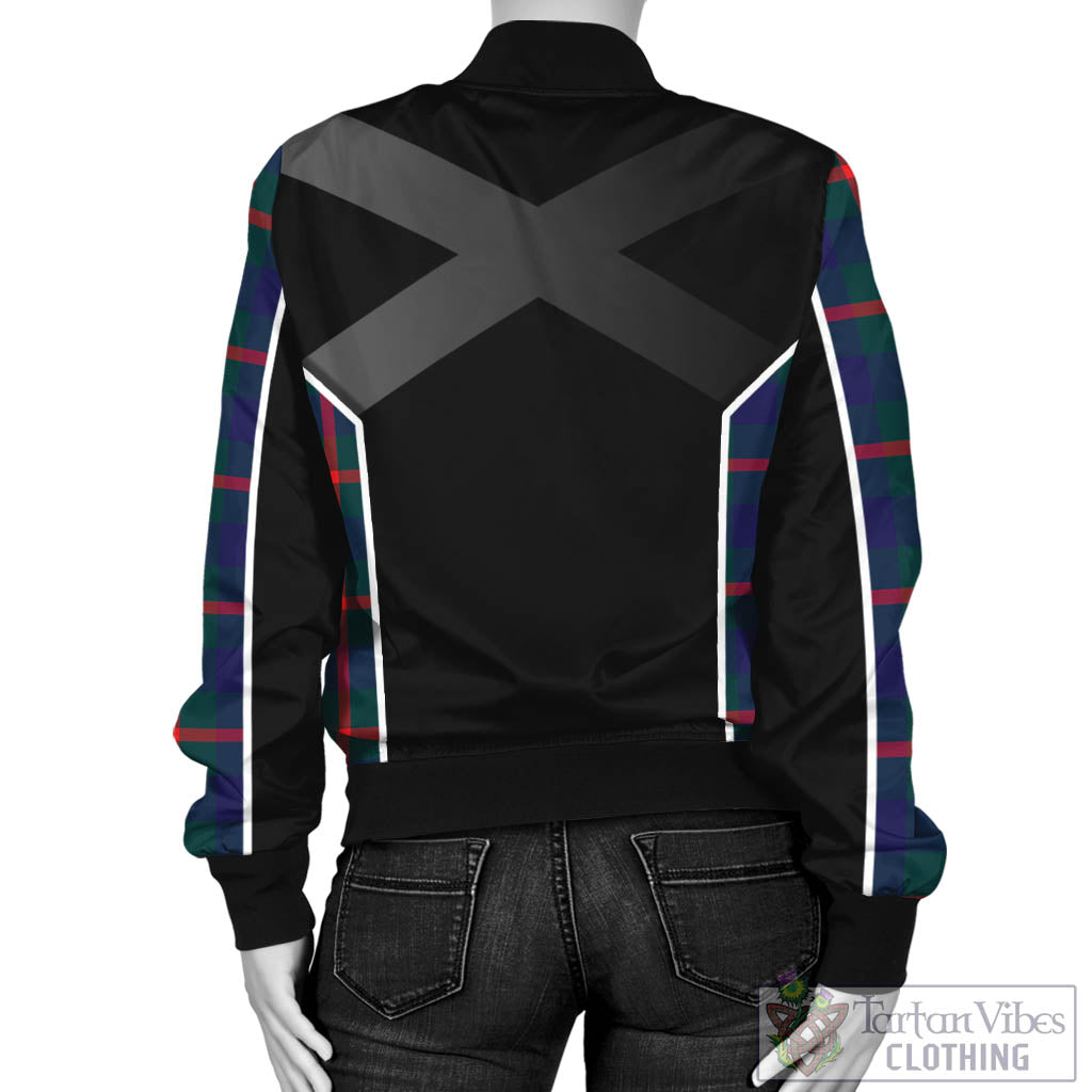 Tartan Vibes Clothing Agnew Modern Tartan Bomber Jacket with Family Crest and Scottish Thistle Vibes Sport Style