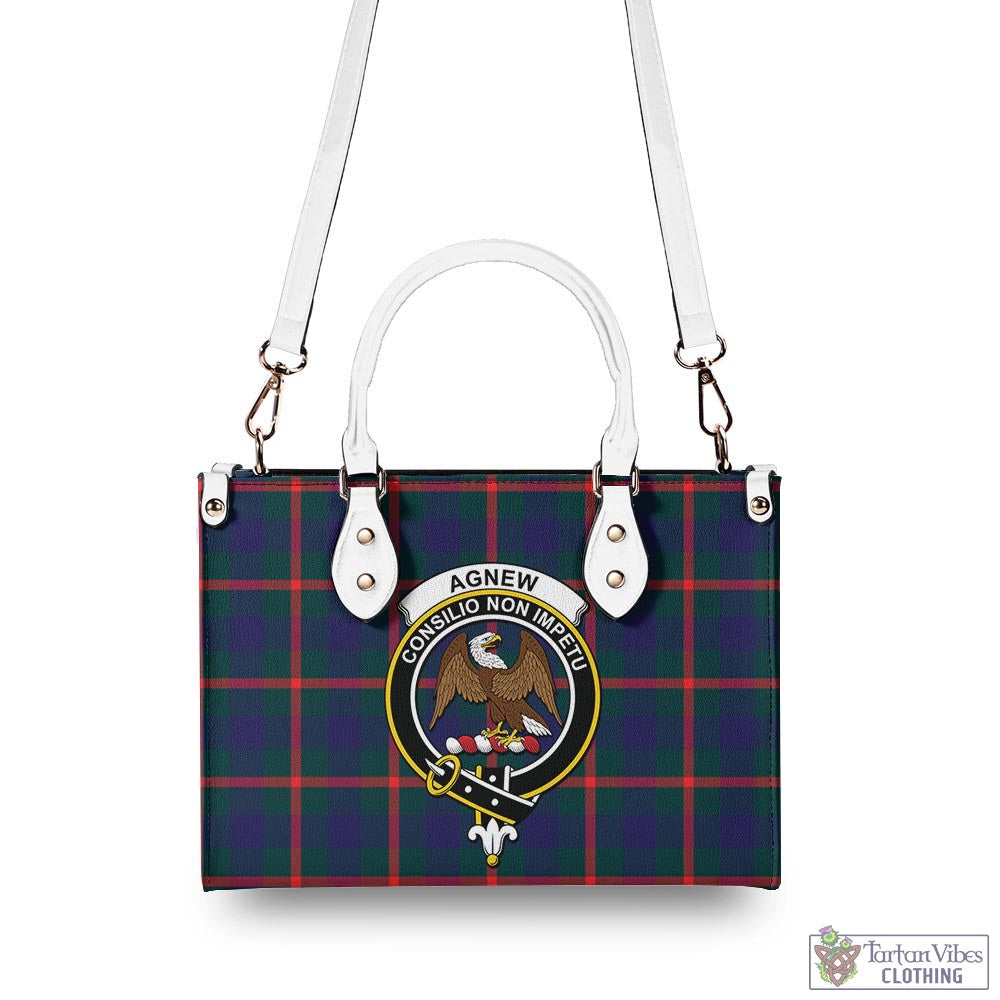 Tartan Vibes Clothing Agnew Modern Tartan Luxury Leather Handbags with Family Crest