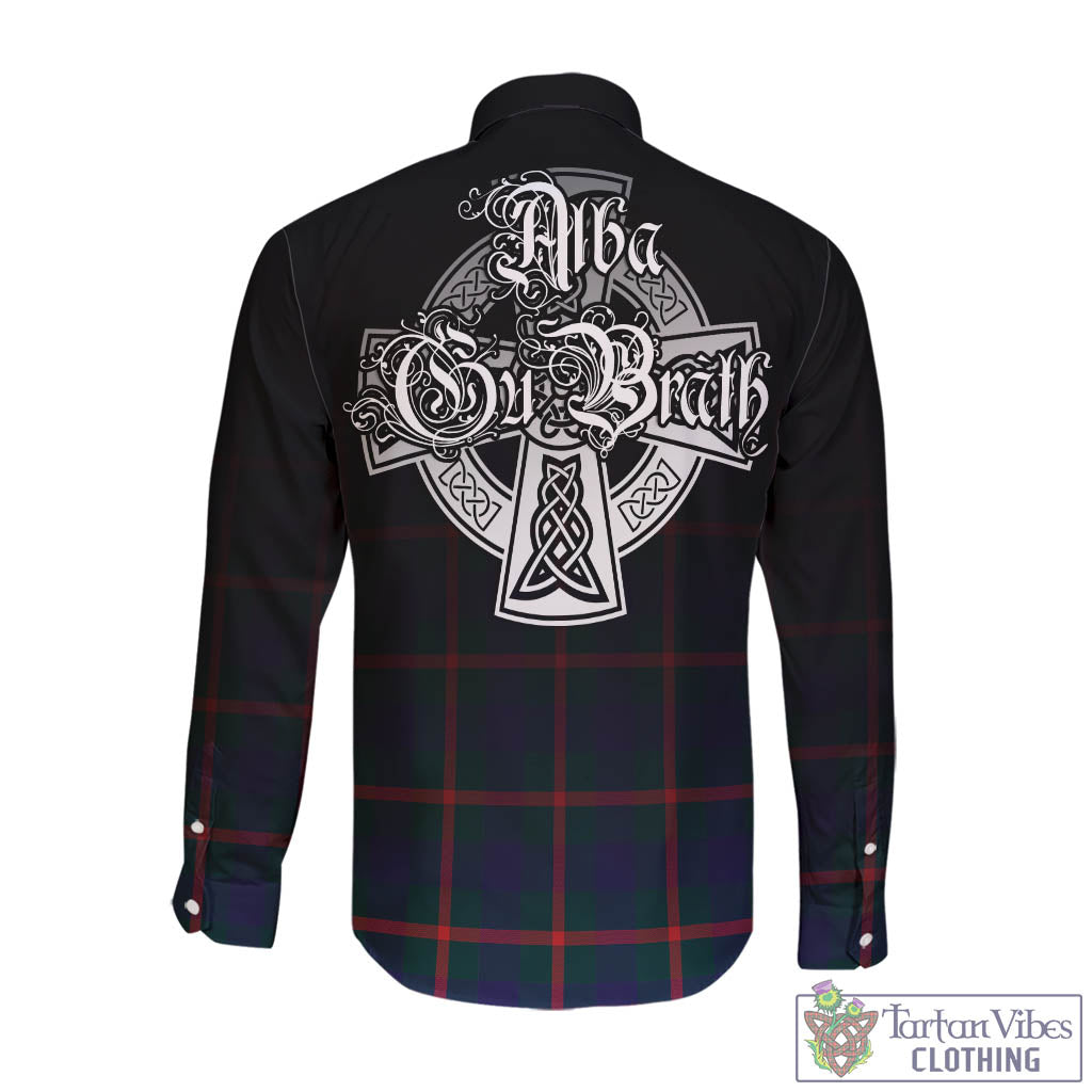 Tartan Vibes Clothing Agnew Modern Tartan Long Sleeve Button Up Featuring Alba Gu Brath Family Crest Celtic Inspired