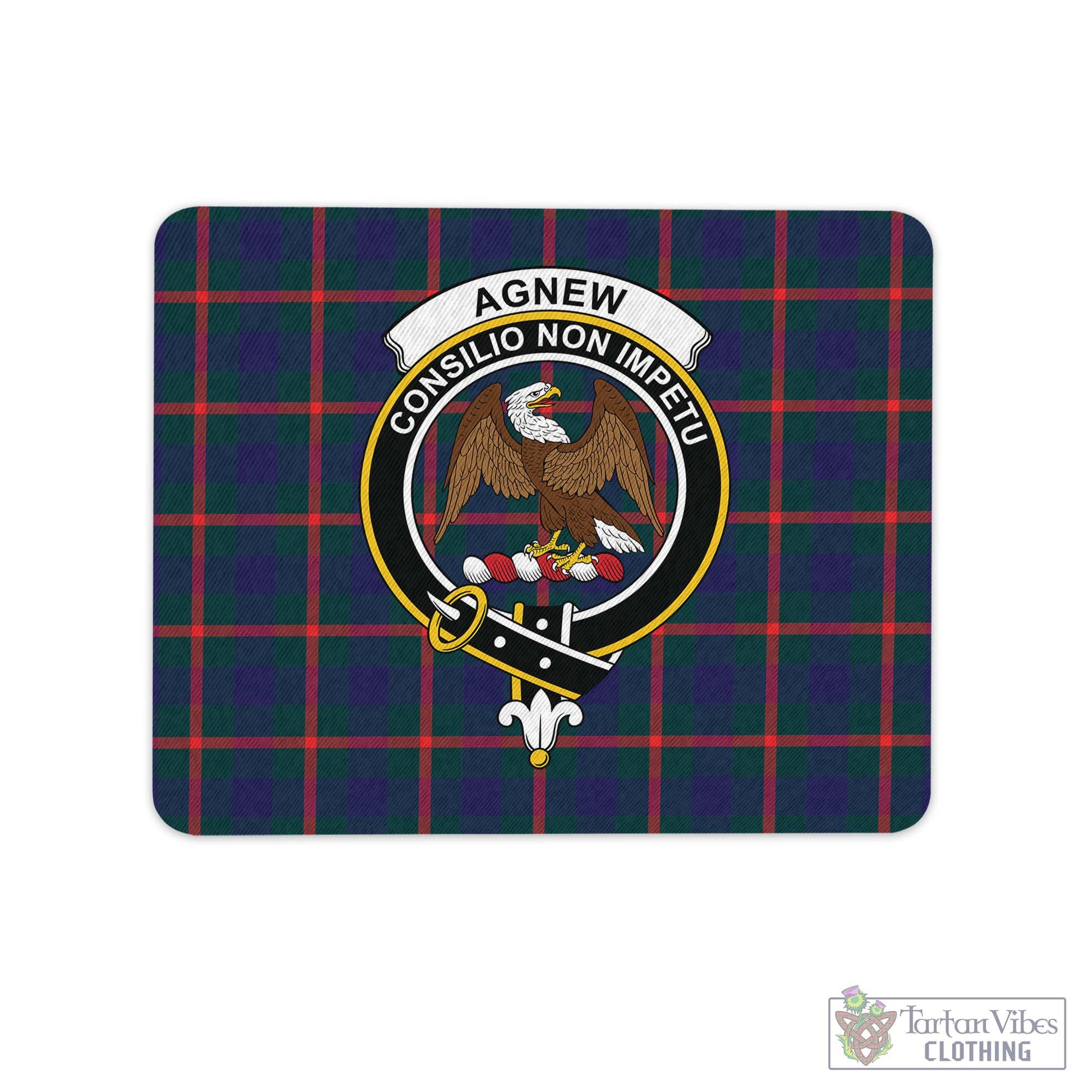 Tartan Vibes Clothing Agnew Modern Tartan Mouse Pad with Family Crest