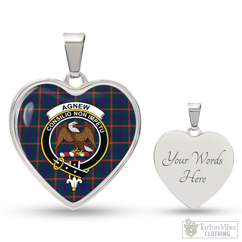 Tartan Vibes Clothing Agnew Modern Tartan Heart Necklace with Family Crest