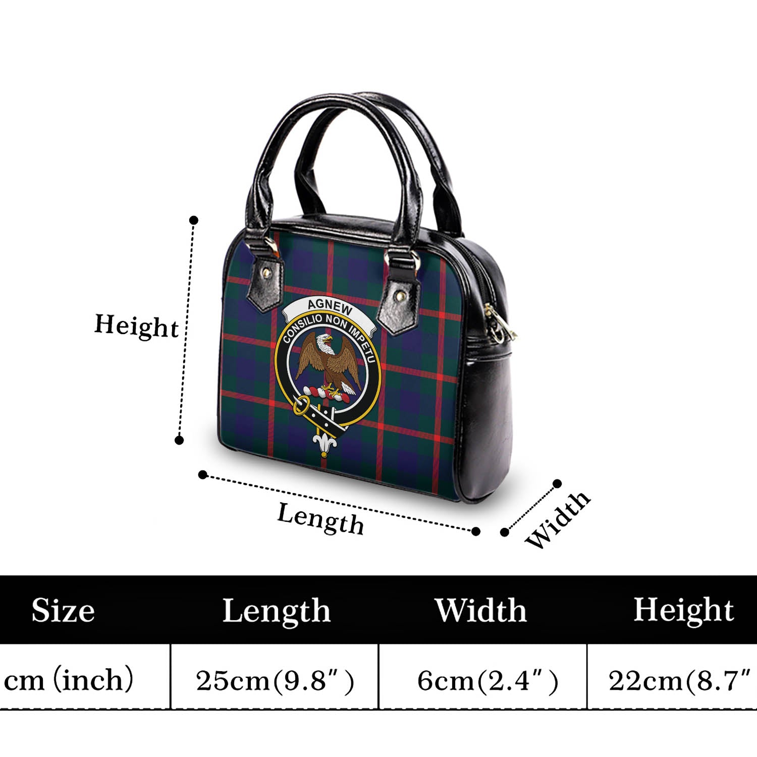 Agnew Modern Tartan Shoulder Handbags with Family Crest - Tartanvibesclothing
