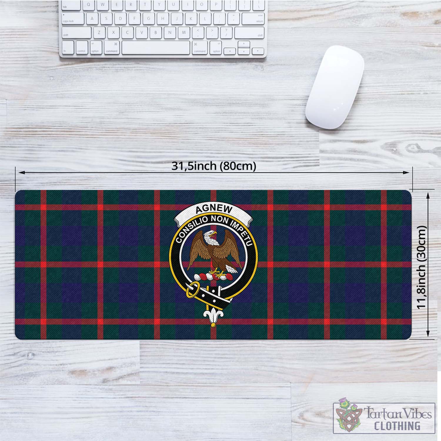 Tartan Vibes Clothing Agnew Modern Tartan Mouse Pad with Family Crest