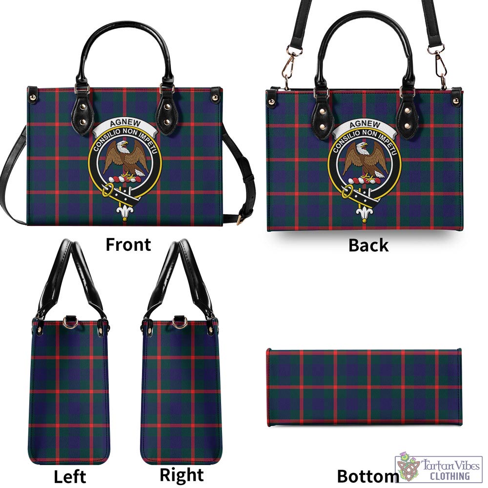 Tartan Vibes Clothing Agnew Modern Tartan Luxury Leather Handbags with Family Crest