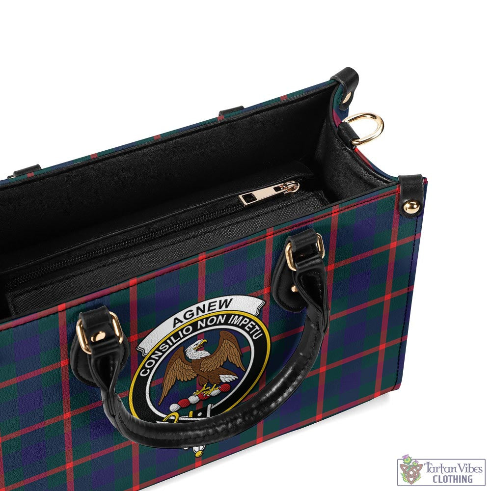 Tartan Vibes Clothing Agnew Modern Tartan Luxury Leather Handbags with Family Crest