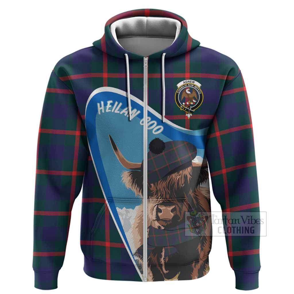 Agnew Scottish Heilan Coo Tartan Crest Hoodie