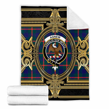 Agnew Scottish Tartan Crest Blanket Royal Stylized